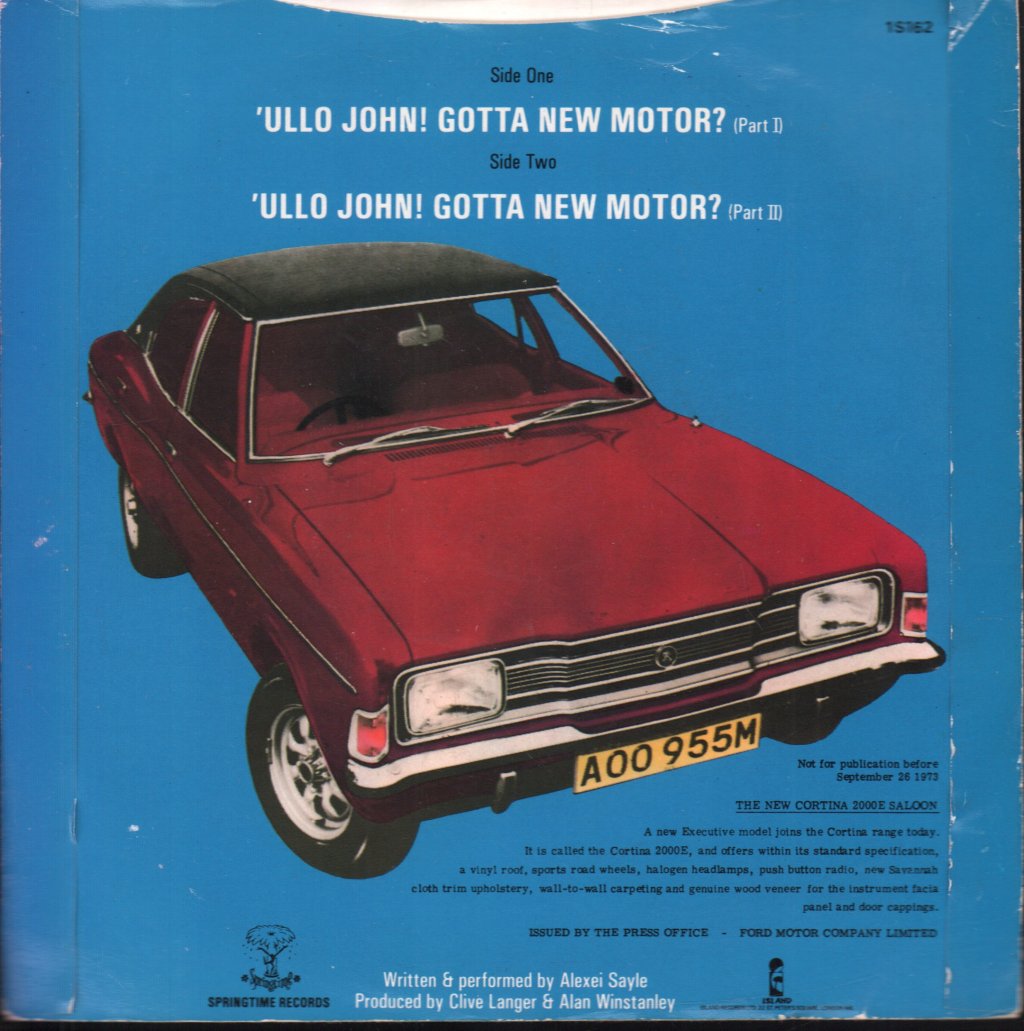 Alexei Sayle - Ullo John Gotta New Motor - 7 Inch