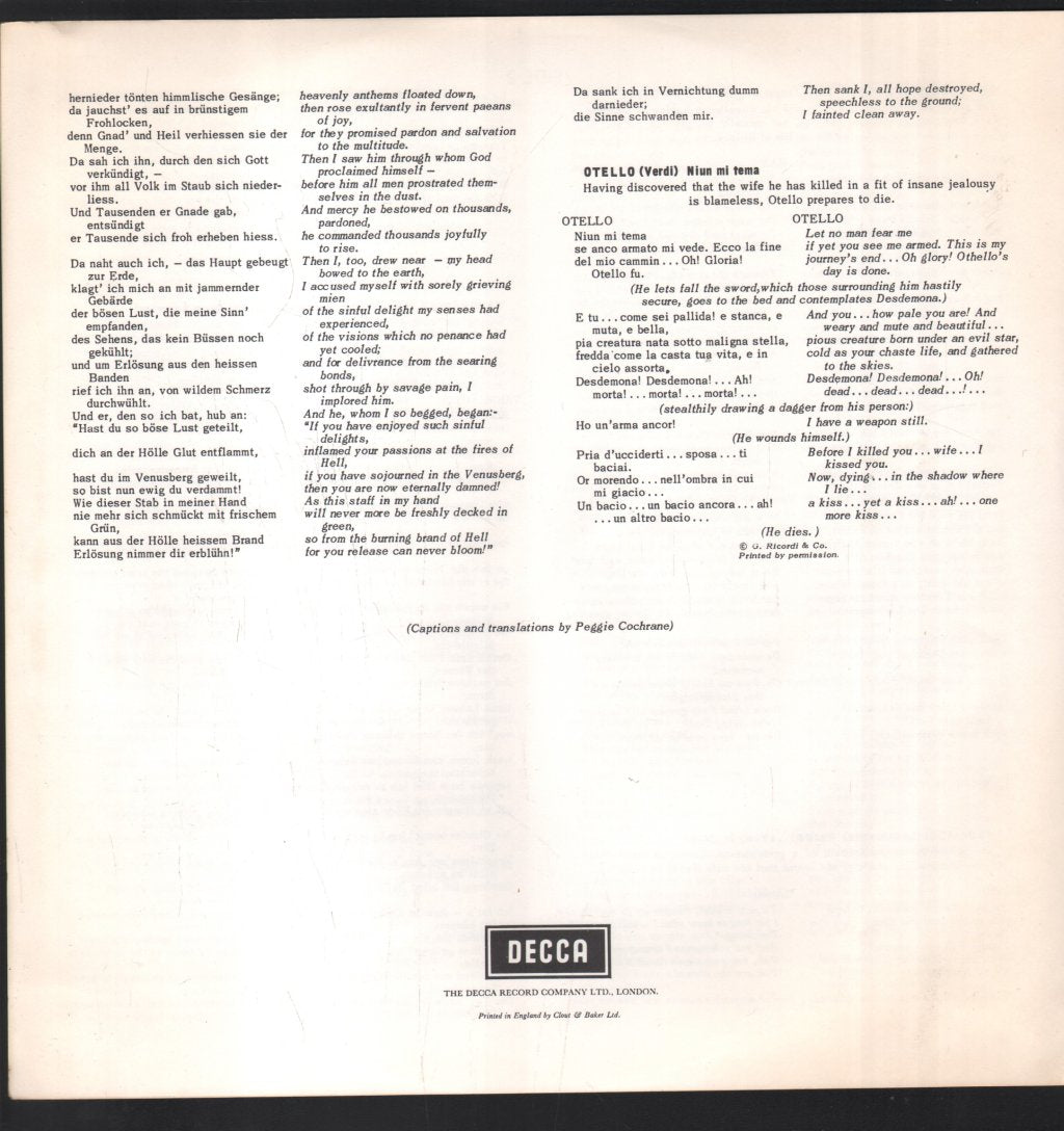 James McCracken / Vienna Opera Orchestra / Dietfried Bernet - McCracken On Stage - Lp