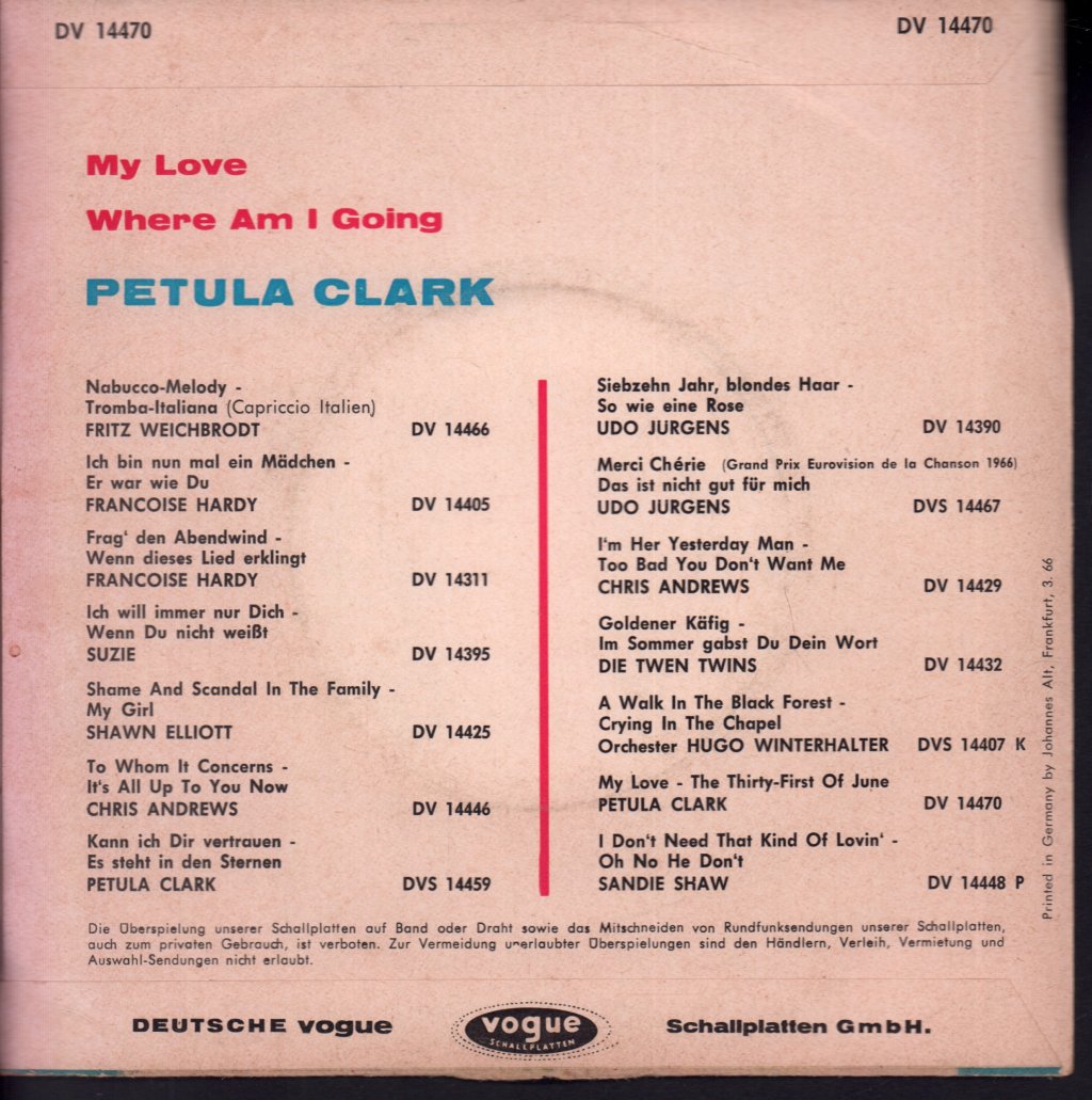 Petula Clark - My Love - 7 Inch