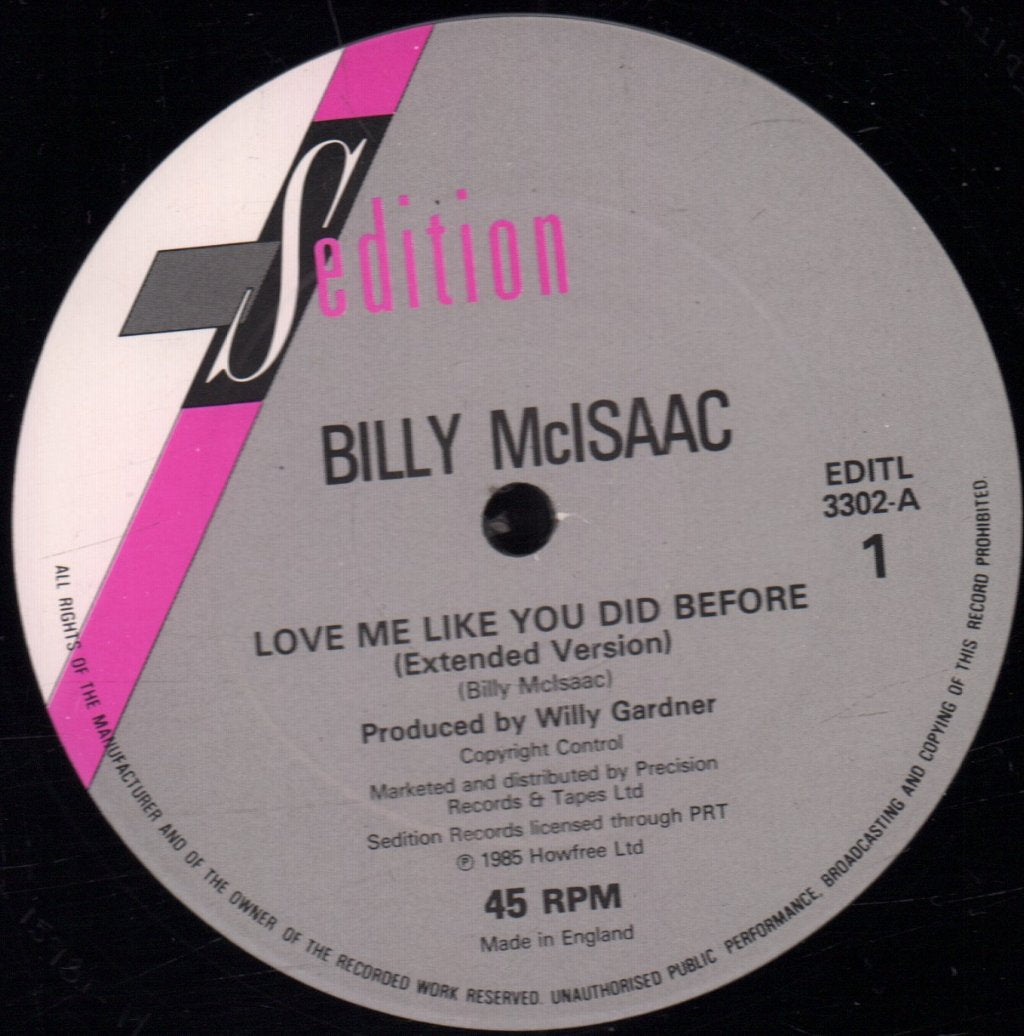 Billy Mc Isaac - Love Me Like You Did Before - 12 Inch