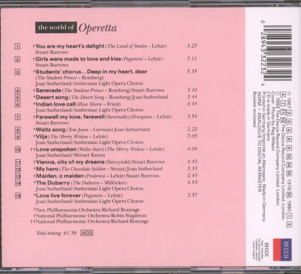 Joan Sutherland, Stuart Burrows - World Of Operetta - Cd