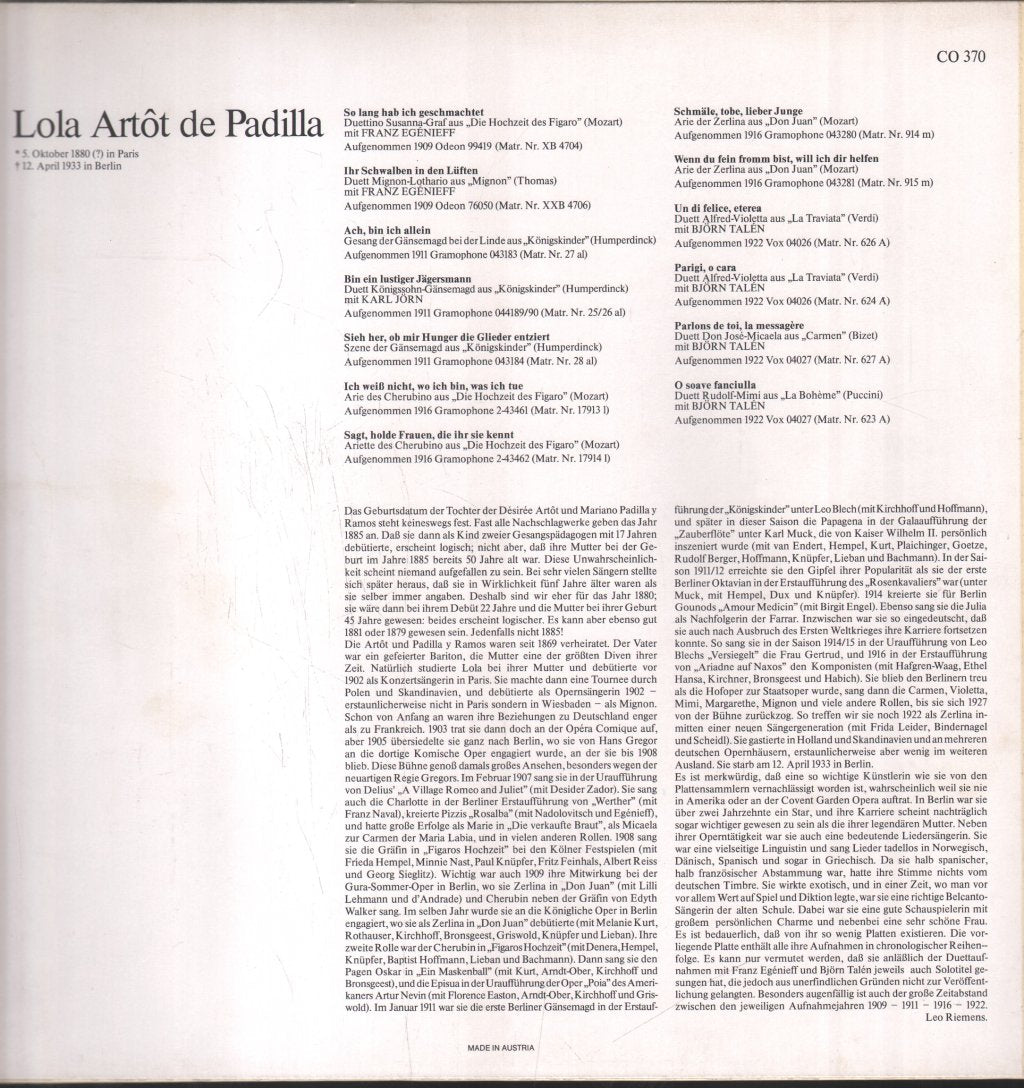 Lola Artot de Padilla - Lola Artot de Padilla 1880-1933 - Lp