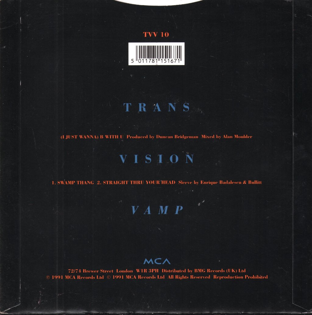 Transvision Vamp - I Just Wanna B With U - 7 Inch