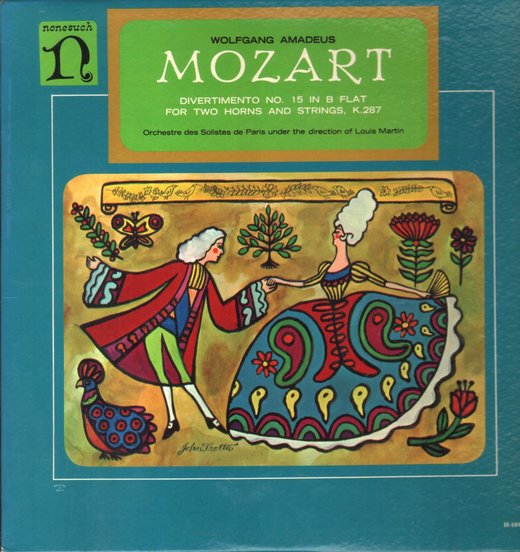 Orchestre des Solistes de Paris / Louis Martin - Wolfgang Amadeus Mozart - Divertimento No. 15 In B Flat For Two Horns And Strings, K.287 - Lp