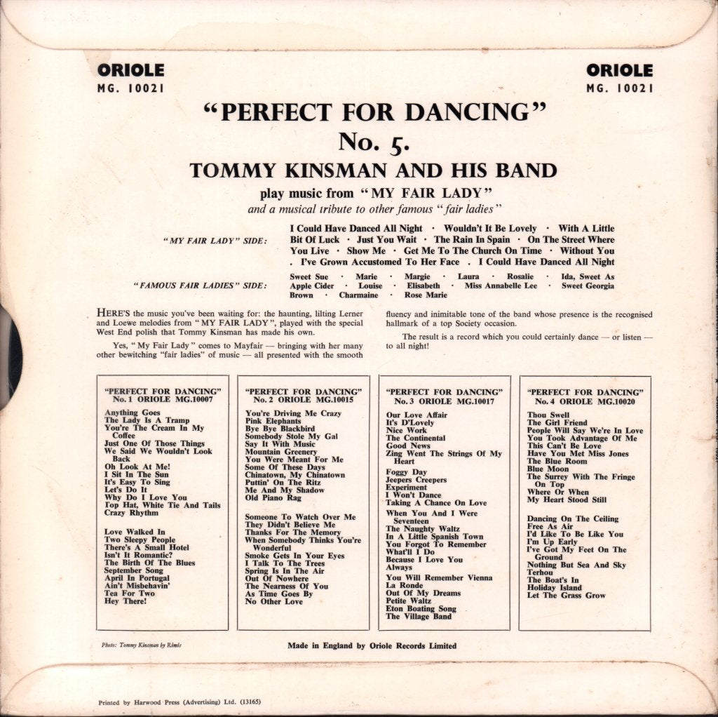 Tommy Kinsman And His Band - Perfect for Dancing no.5 Music from My Fair Lady - 10 Inch