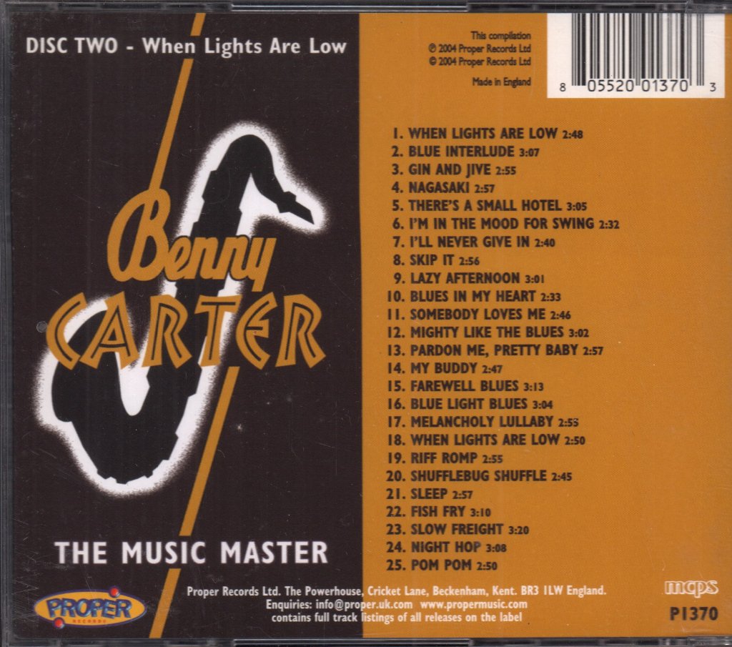 Benny Carter - When Lights Are Low - Cd