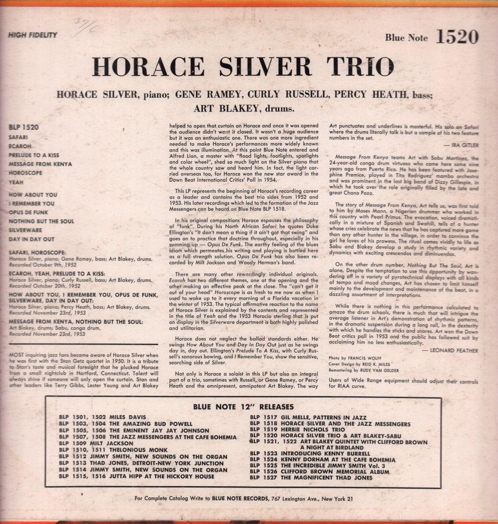 Horace Silver - Horace Silver Trio - Lp