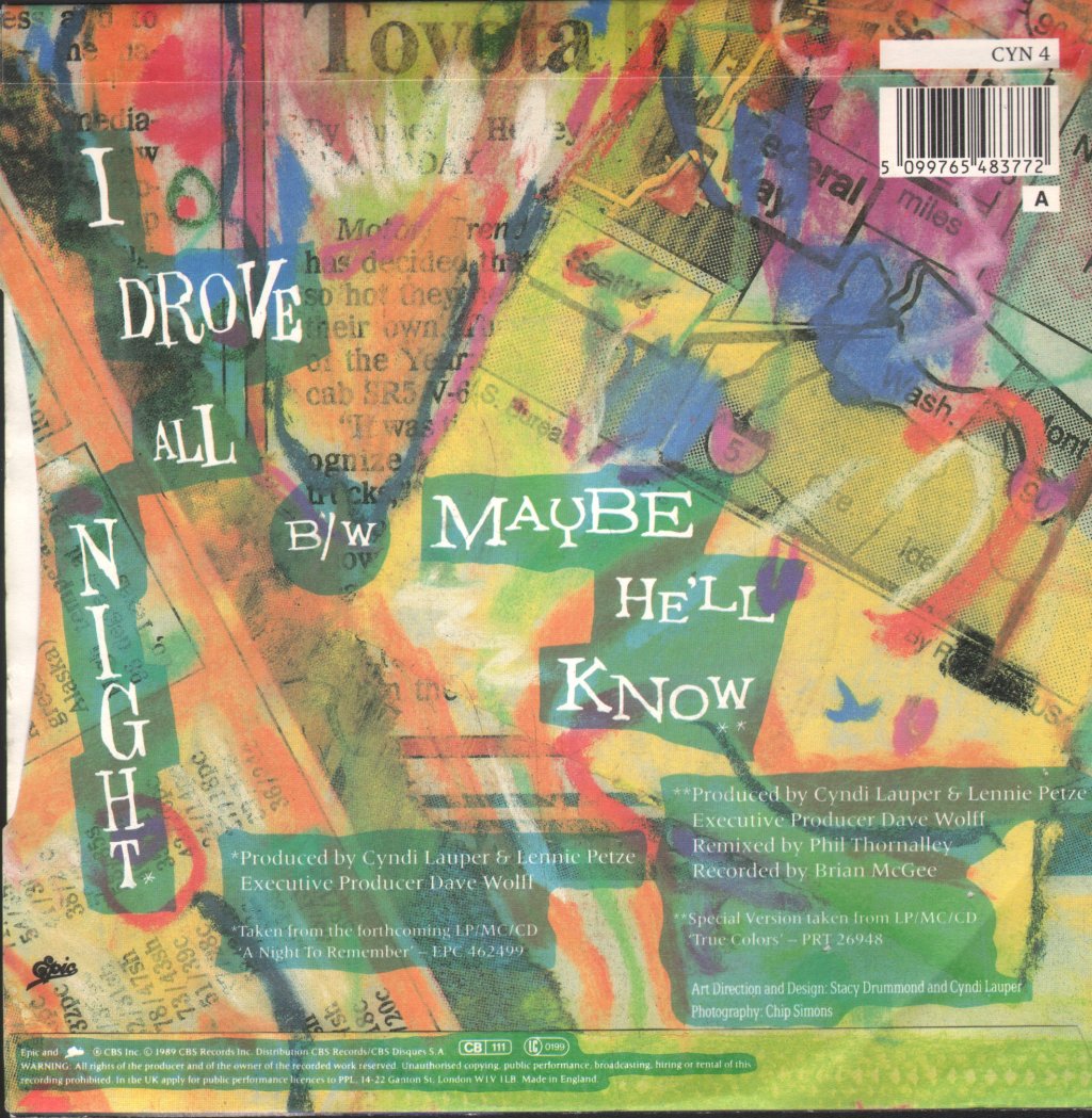 Cyndi Lauper - I Drove All Night - 7 Inch