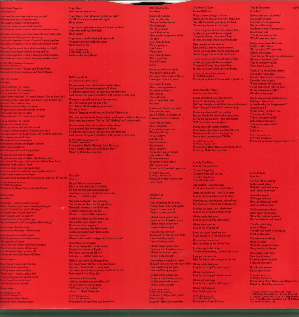 Bryan Ferry And Roxy Music - Ultimate Collection - Lp