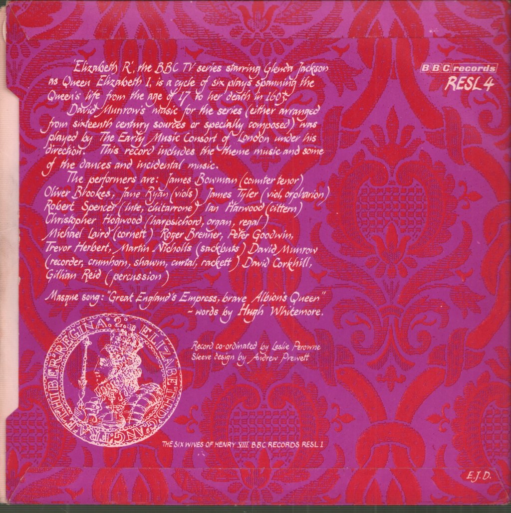 Early Music Consort Of London Directed By David Munrow - Music From The Bbc Television Series Elizabeth R - 7 Inch