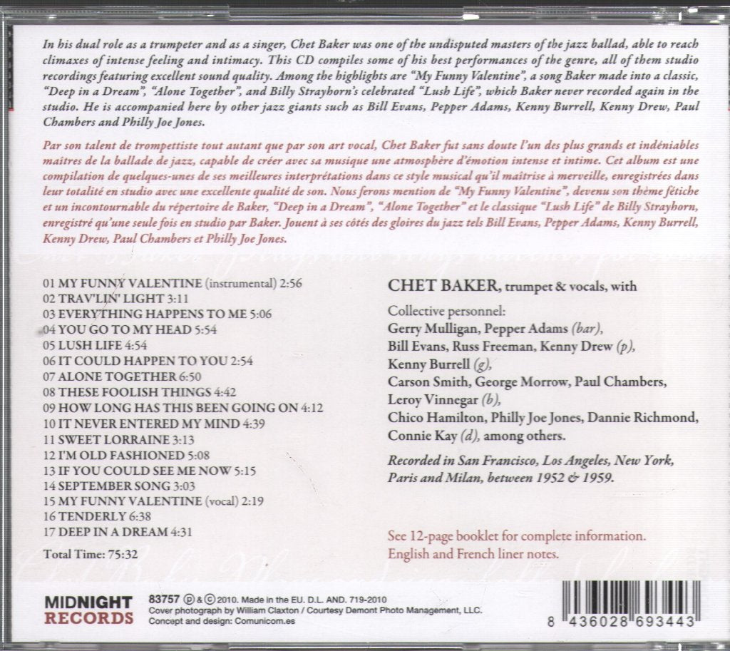 Chet Baker - Plays And Sings Ballads For Lovers - Cd