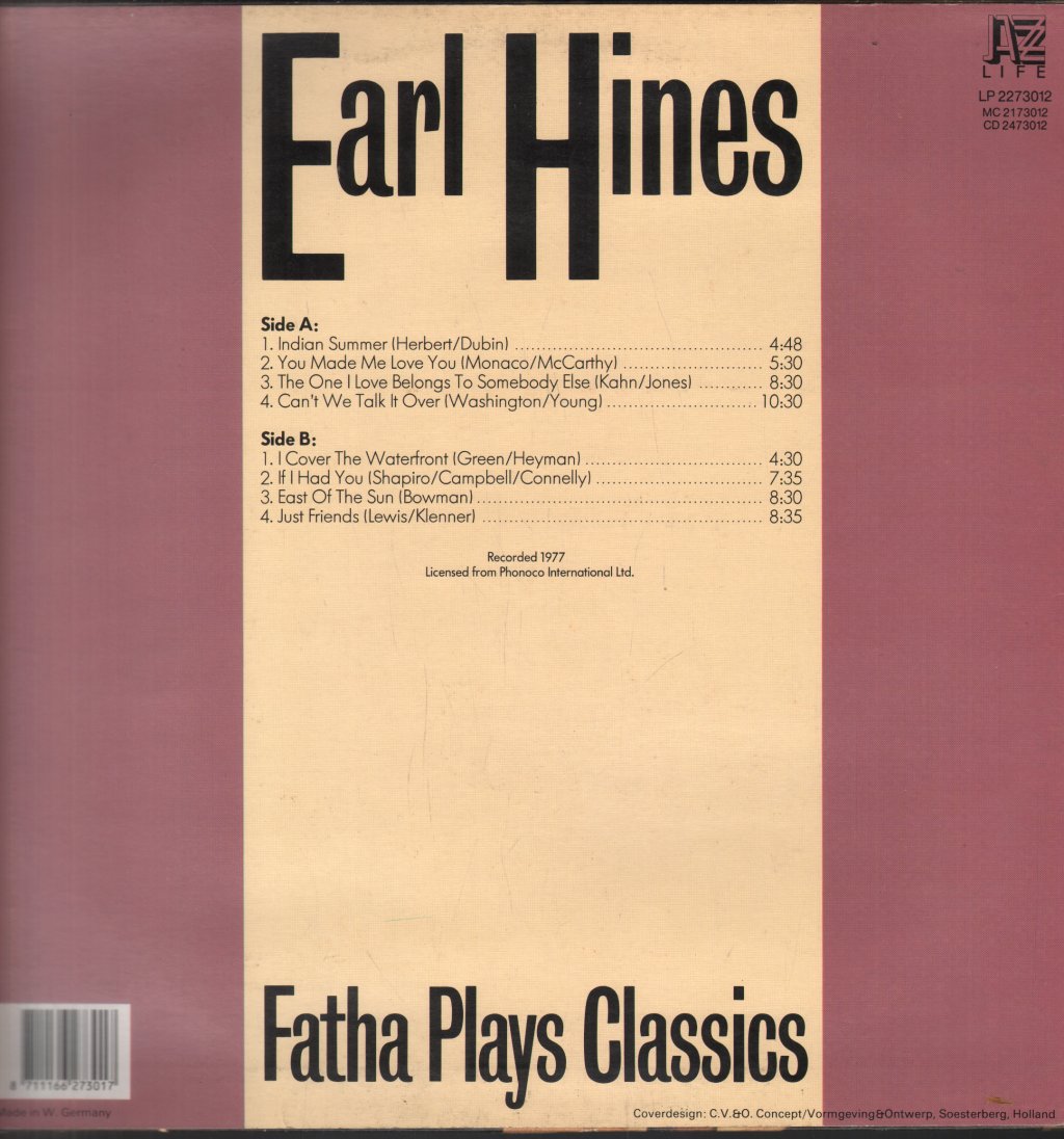 Earl Hines - Fatha Plays Classics - Lp