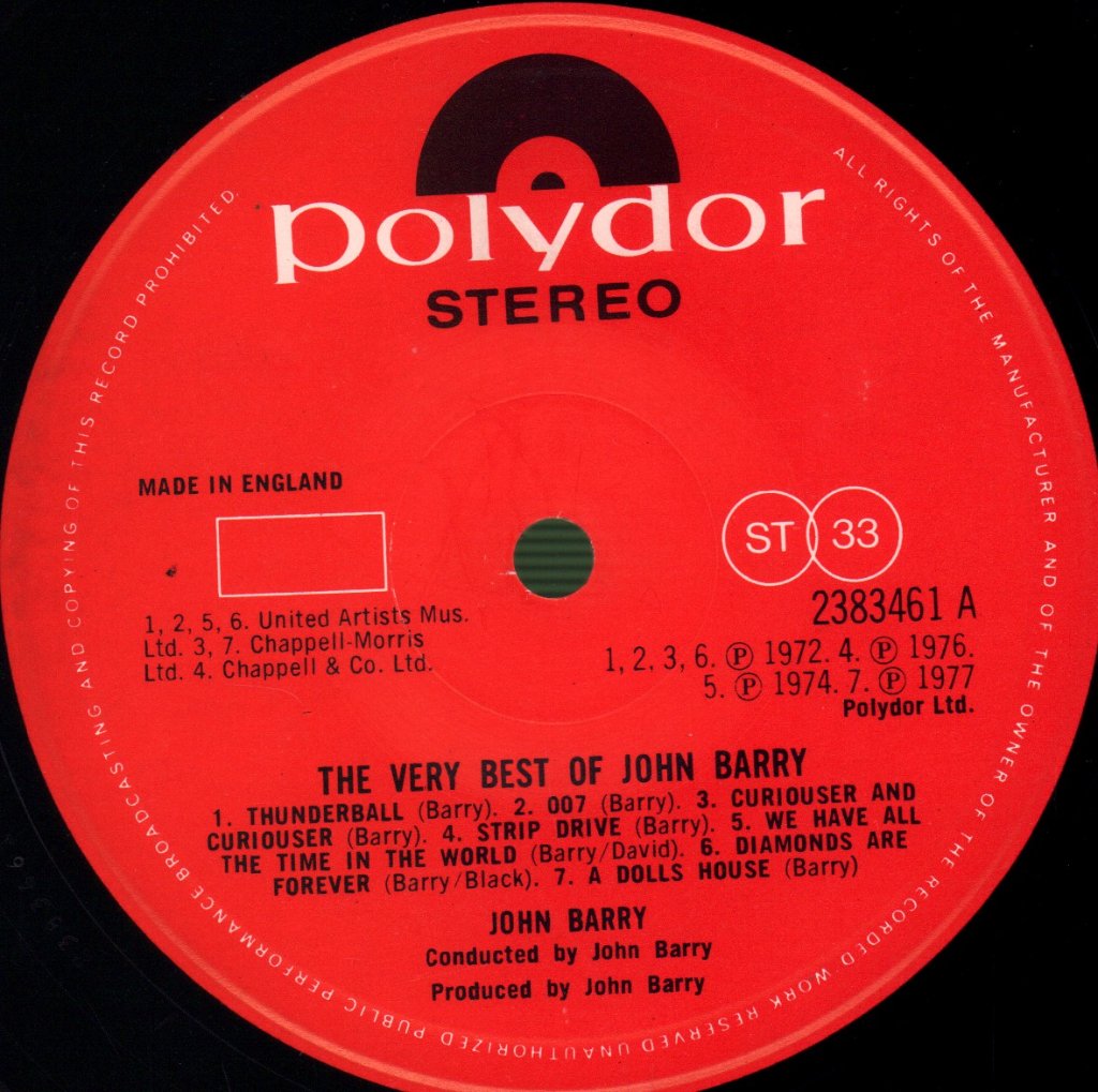 John Barry - Very Best Of John Barry - Lp
