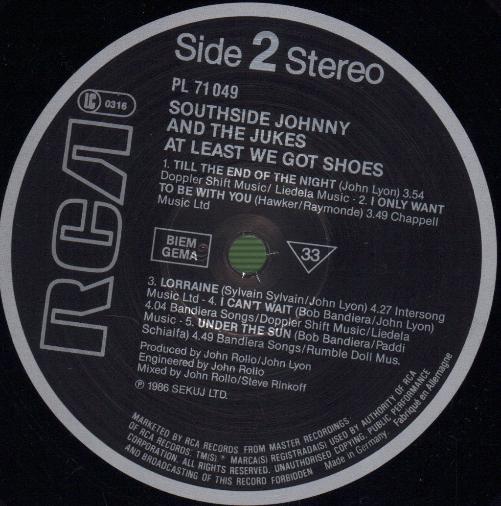 Southside Johnny And The Asbury Jukes - At Least We Got Shoes - Lp