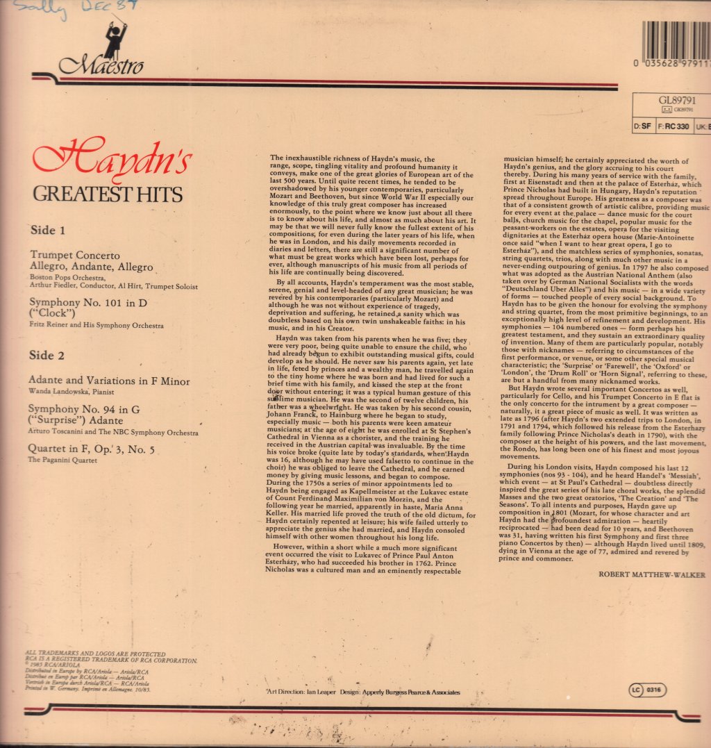 Joseph Haydn - Greatest Hits - Lp