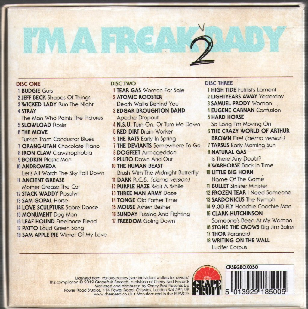 Various Artists - I'm A Freak 2 Baby (A Further Journey Through The British Heavy Psych And Hard Rock Underground Scene: 1968-73) - Triple Cd