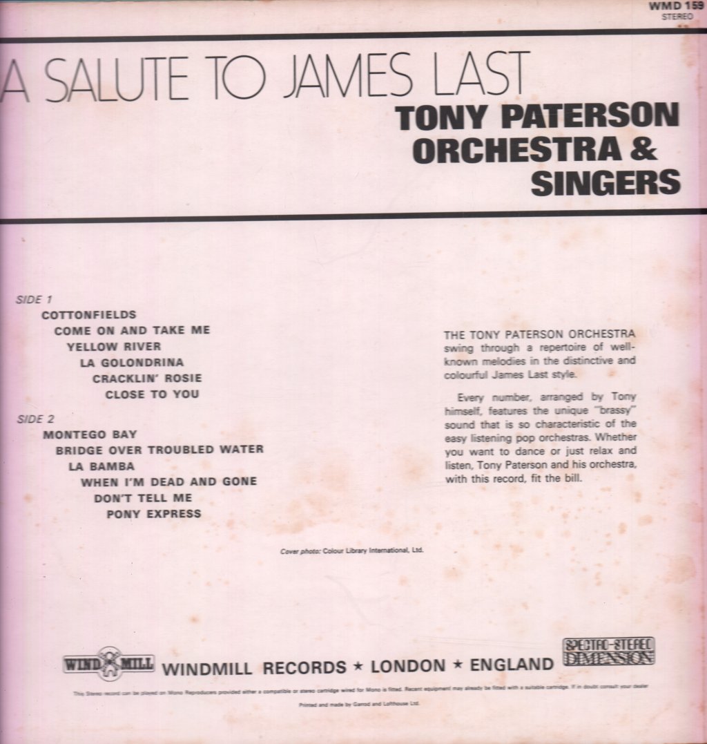 Tony Paterson Orchestra And Singers - A Salute To James Last - Lp