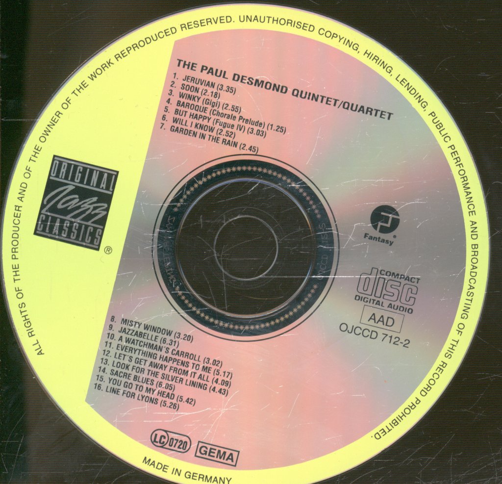 Paul Desmond - Paul Desmond Quintet plus The Paul Desmond Quartet - Cd