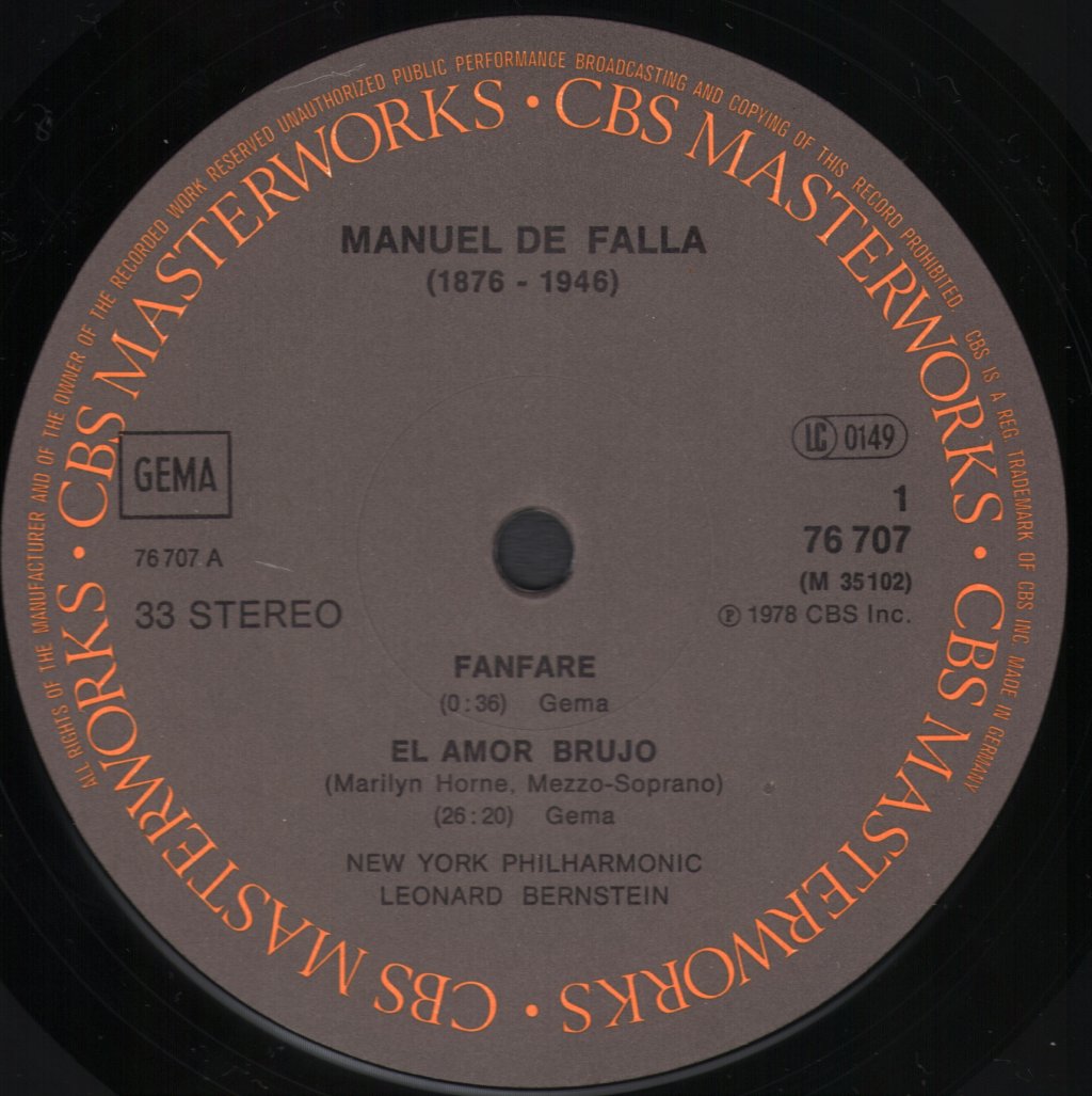 Marilyn Horne / Leonard Bernstein / Orchestre National De France - Ravel - Sheherazade / Falla - El Amor Brujo / Fanfare - Lp