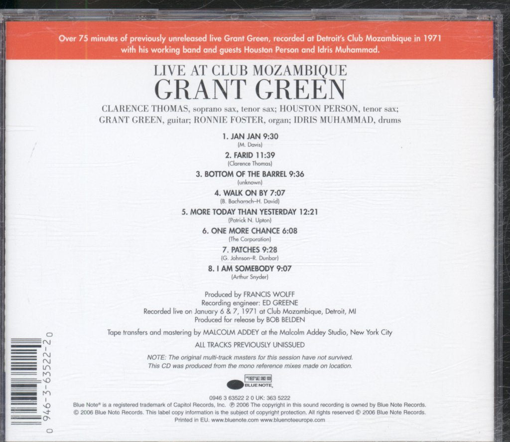 Grant Green - Live At Club Mozambique - Cd