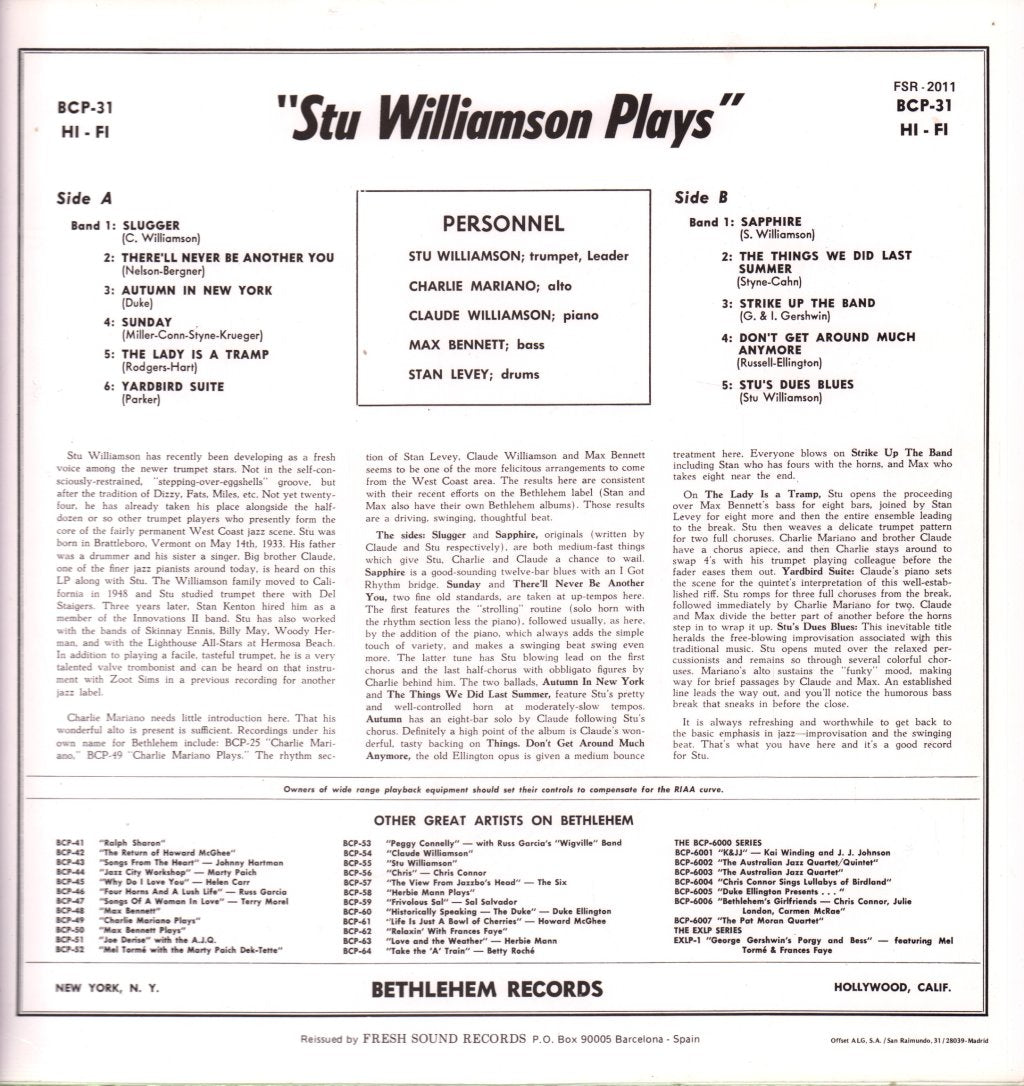 Stu Williamson - Stu Williamson Plays - Lp