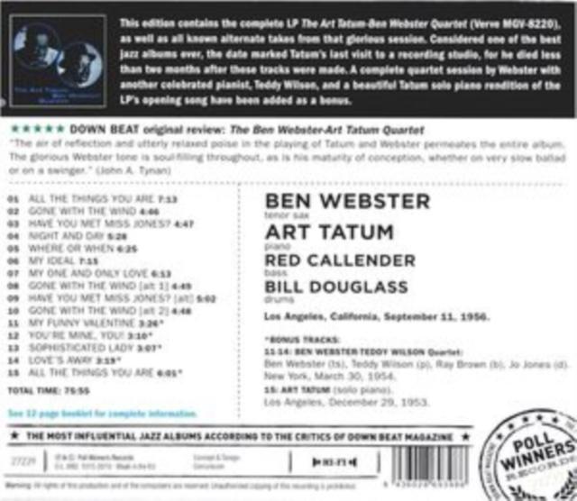 Art Tatum Ben Webster Quartet - Ben Webster - Art Tatum Quartet - Cd