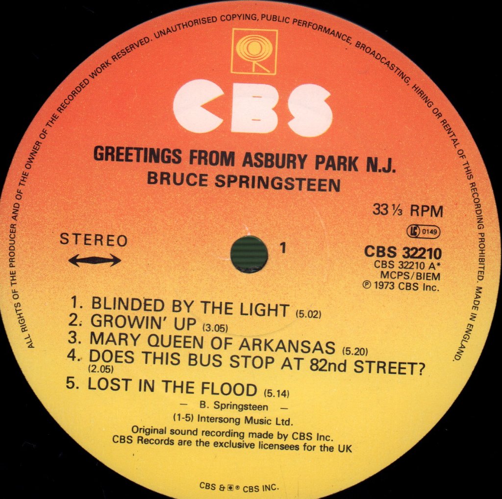 Bruce Springsteen - Greetings From Asbury Park N.J. - Lp
