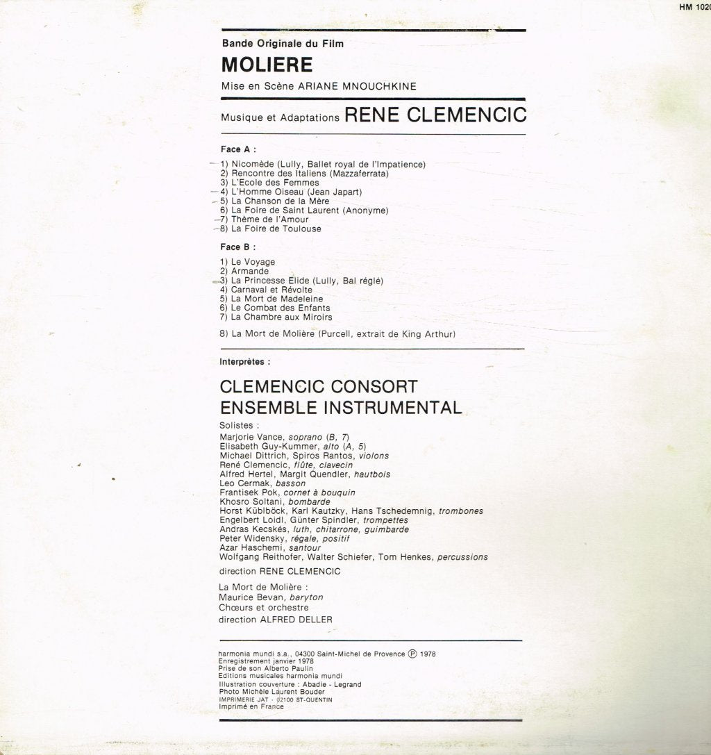 Rene Clemencic - Molière (Bande Originale Du Film) - Lp