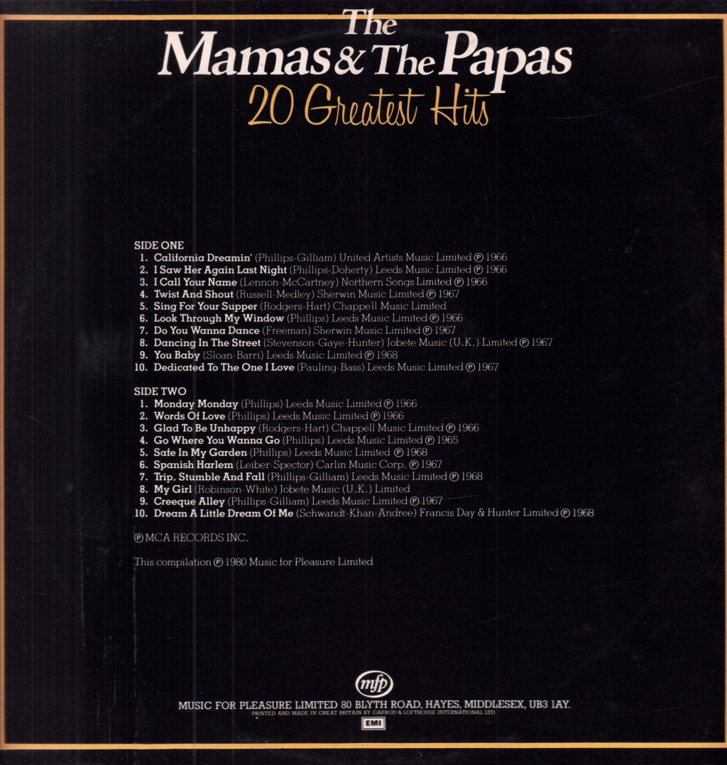 Mamas And The Papas - 20 Greatest Hits - Lp