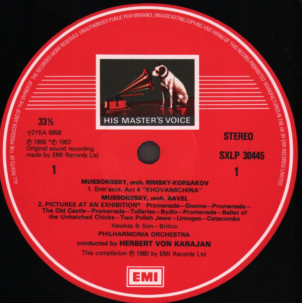 Herbert Von Karajan / Philharmonia Orchestra - Mussorgsky / Borodin - Pictures At An Exhibition / "Khovanschina" Excerpts / Polovtsian Dances From "Prince Igor" - Lp