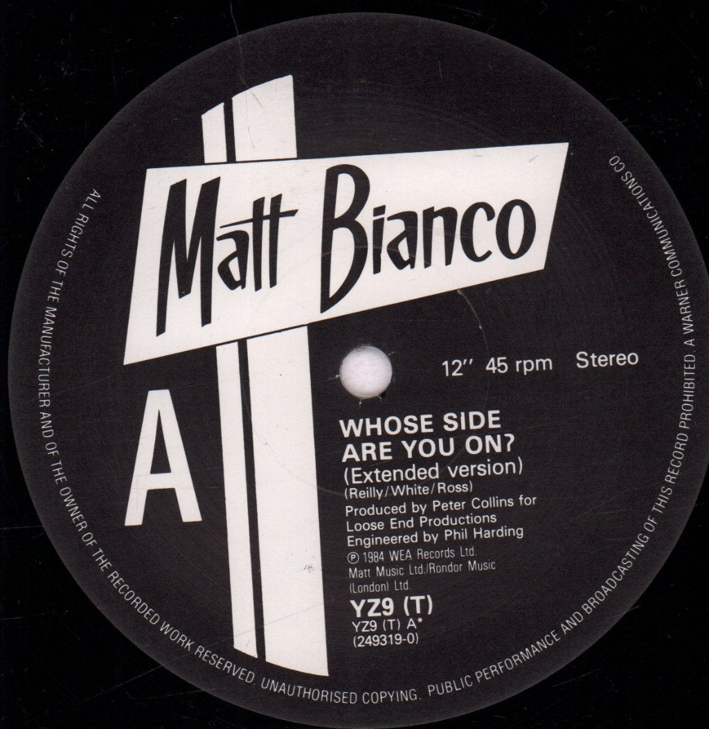 Matt Bianco - Whose Side Are You On - 12 Inch
