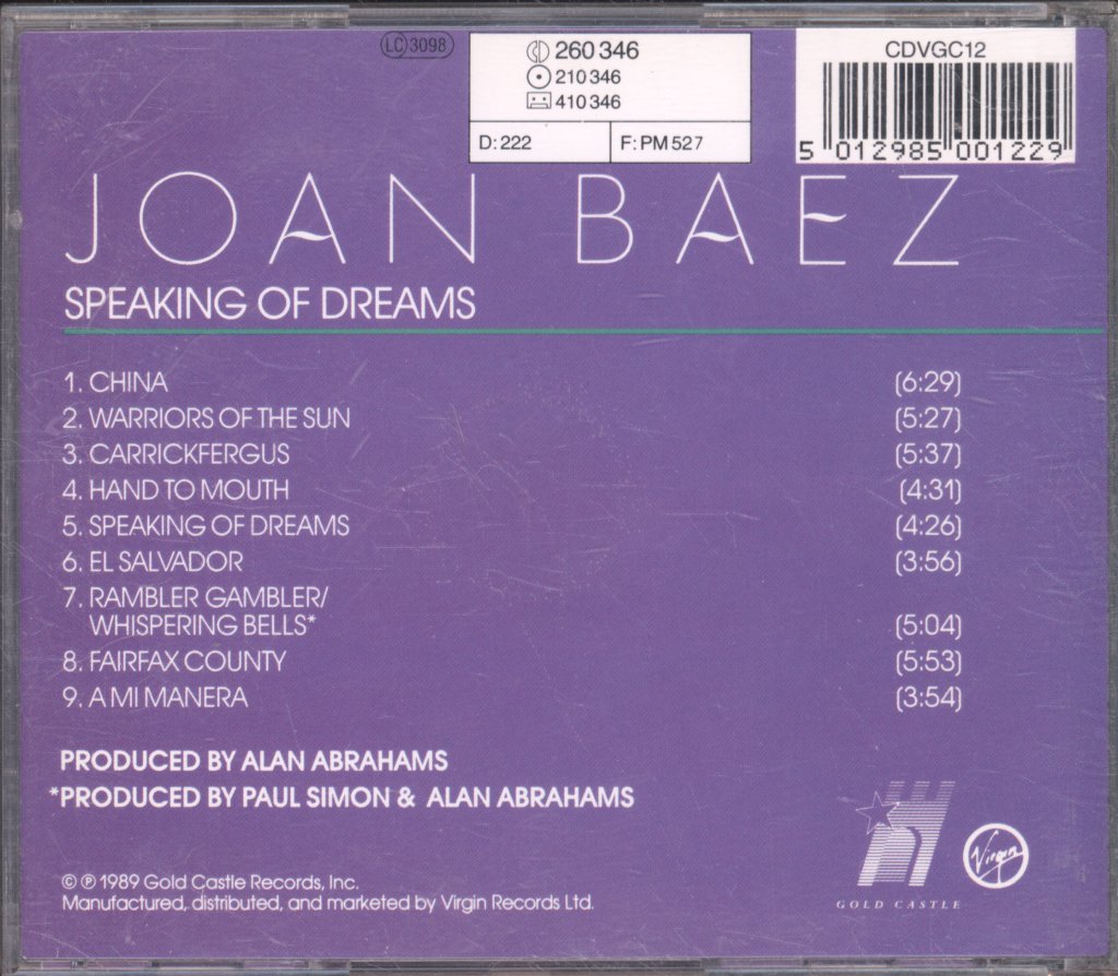Joan Baez - Speaking Of Dreams - Cd