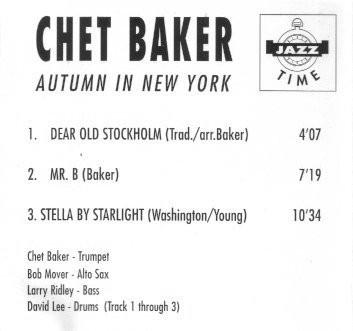 Chet Baker - Autumn In New York - Cd