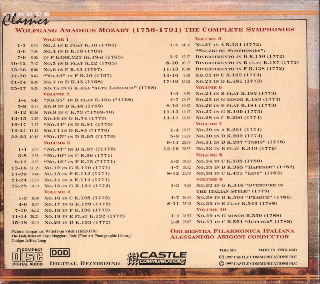 Wolfgang Amadeus Mozart - Complete 50 Symphonies (Arigoni, Filarmonica Italiana) - Cd Box Set