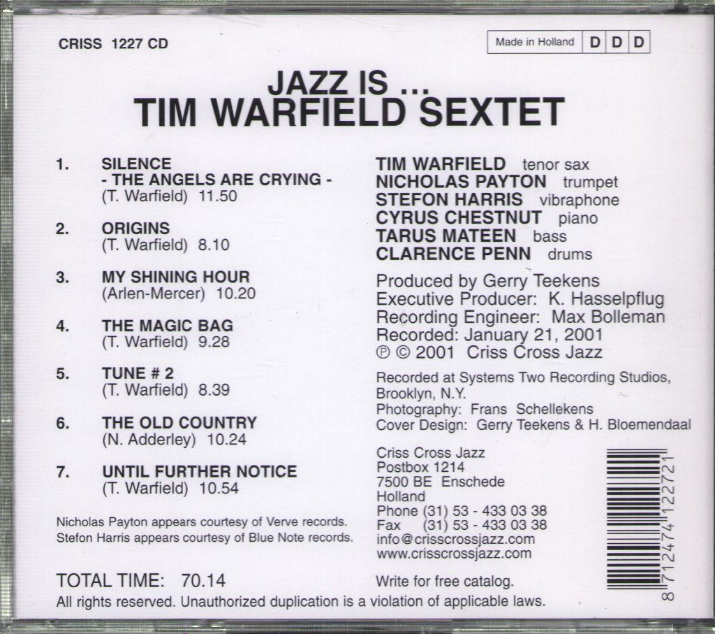 Tim Warfield Sextet - Jazz Is ... - Cd