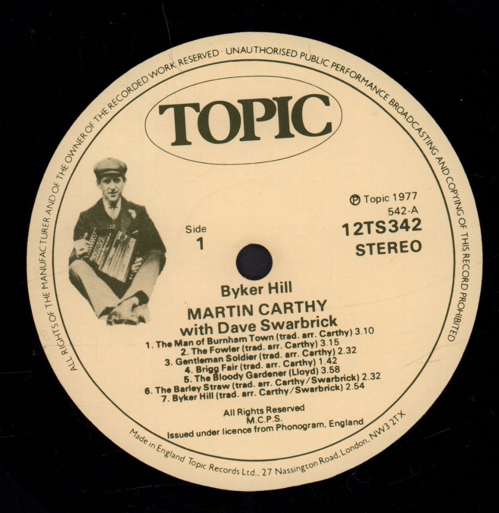 Martin Carthy And Dave Swarbrick - Byker Hill - Lp