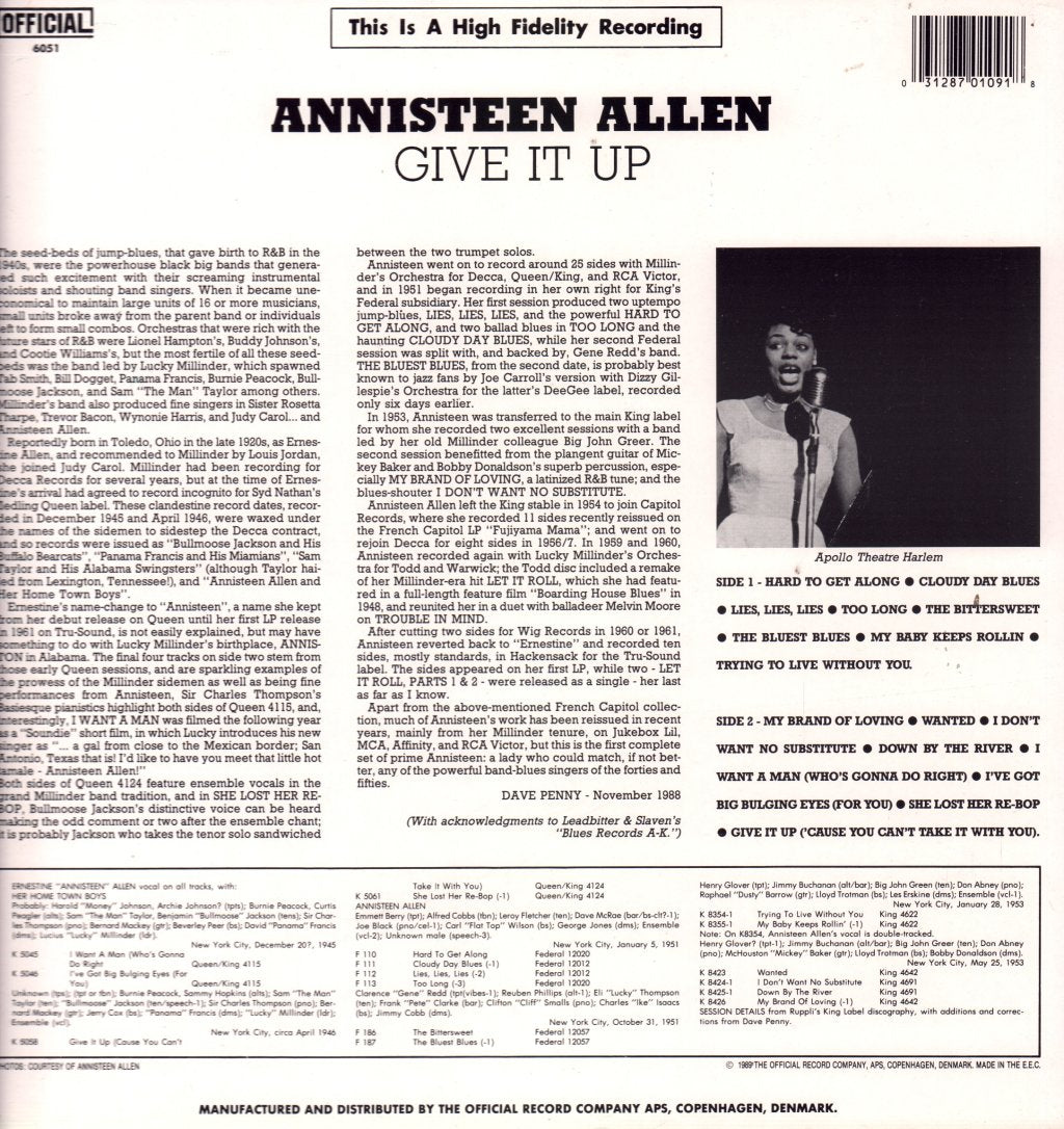 Annisteen Allen - Give It Up 1945-1953 - Lp