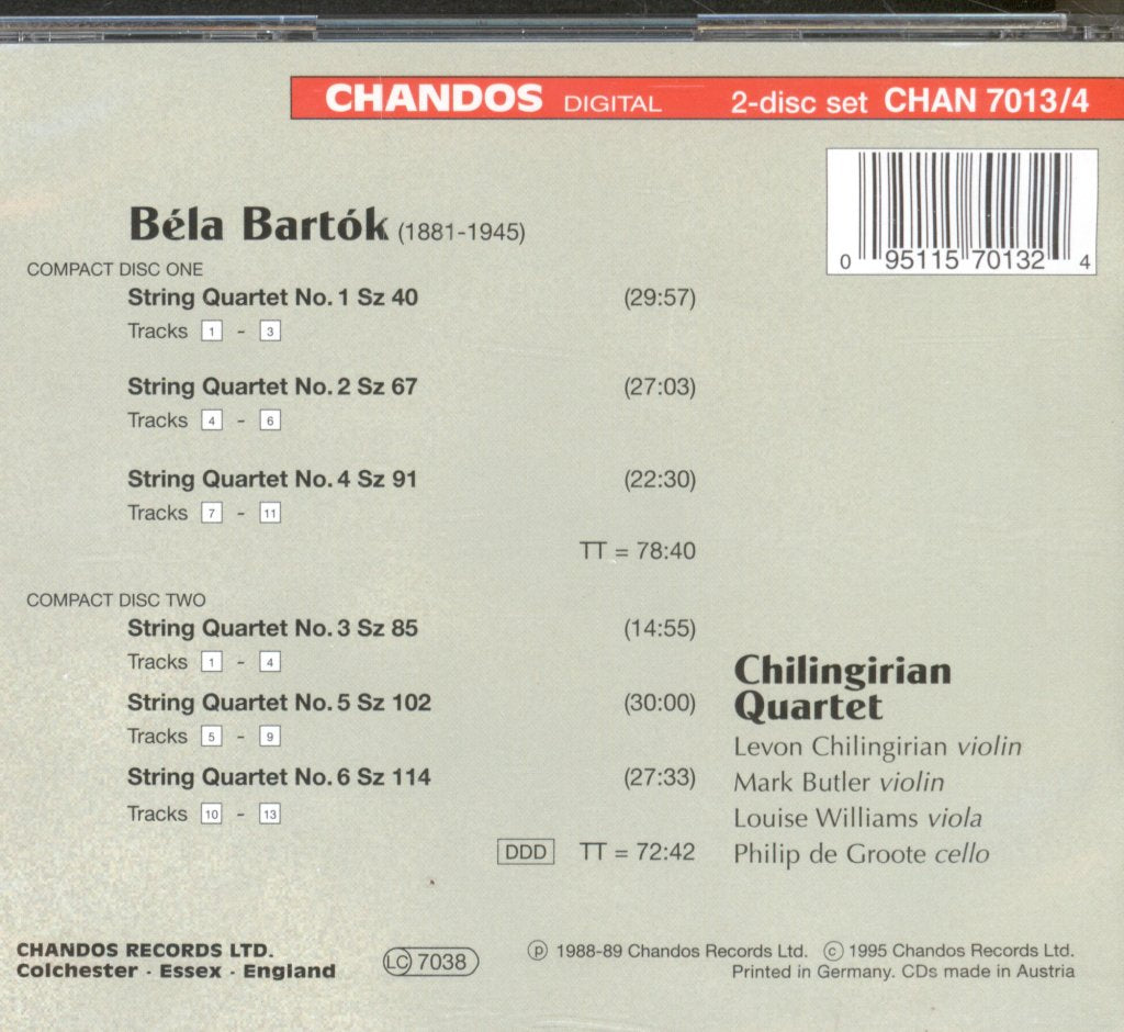 Chilingirian String Quartet - Bartok - Complete String Quartets - Double Cd