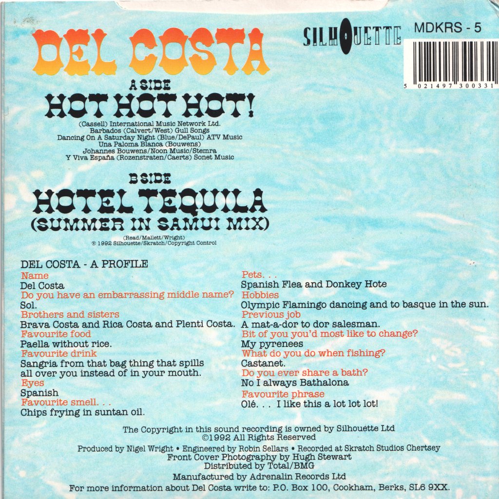 Del Costa - Hot Hot Hot! - 7 Inch