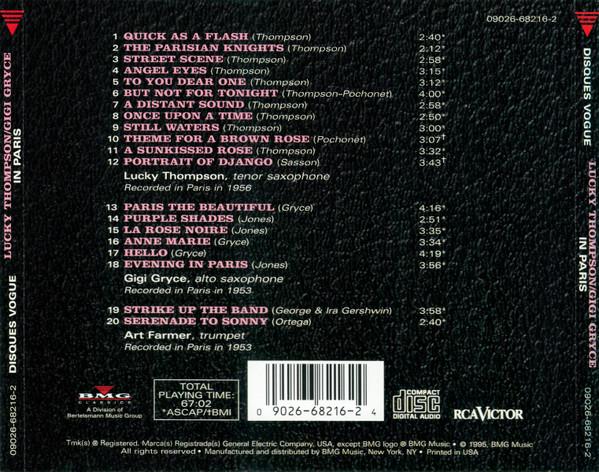 Lucky Thompson / Gigi Gryce - In Paris - Cd