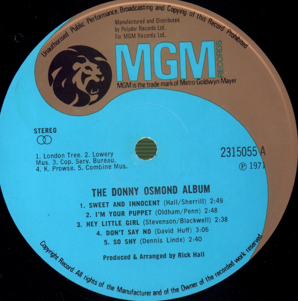 Donny Osmond - Donny Osmond Album - Lp