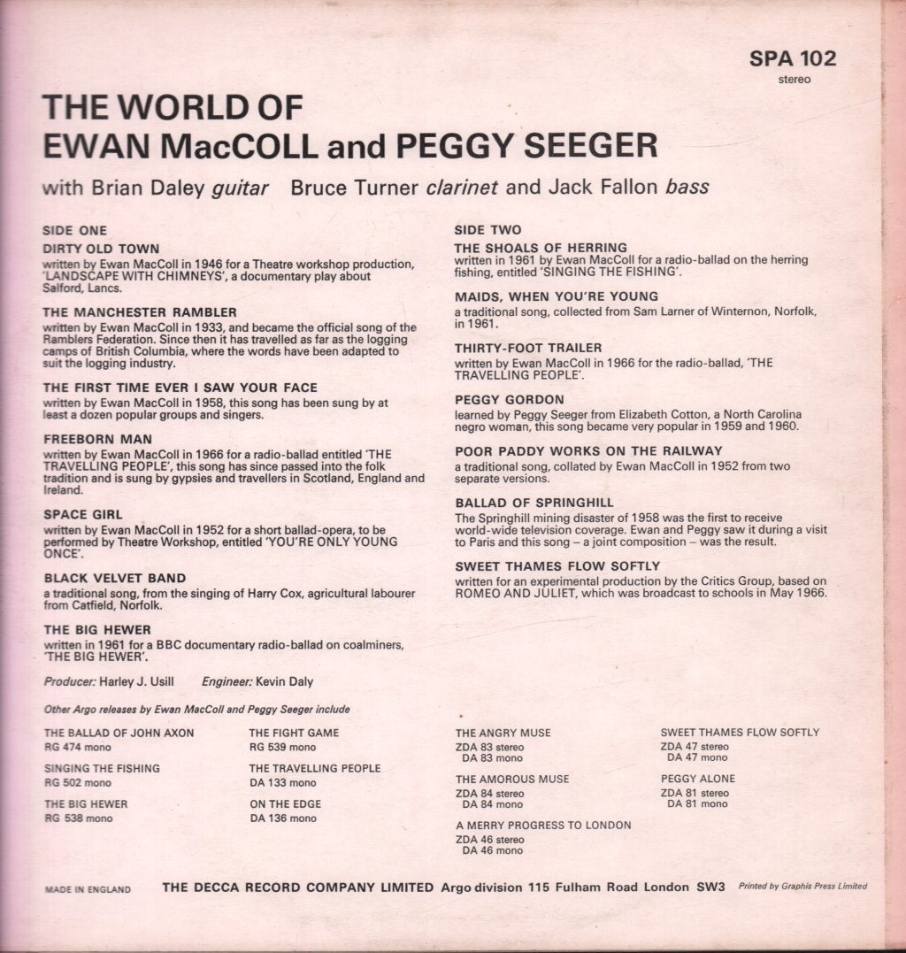 Ewan Maccoll And Peggy Seeger - World Of - Lp