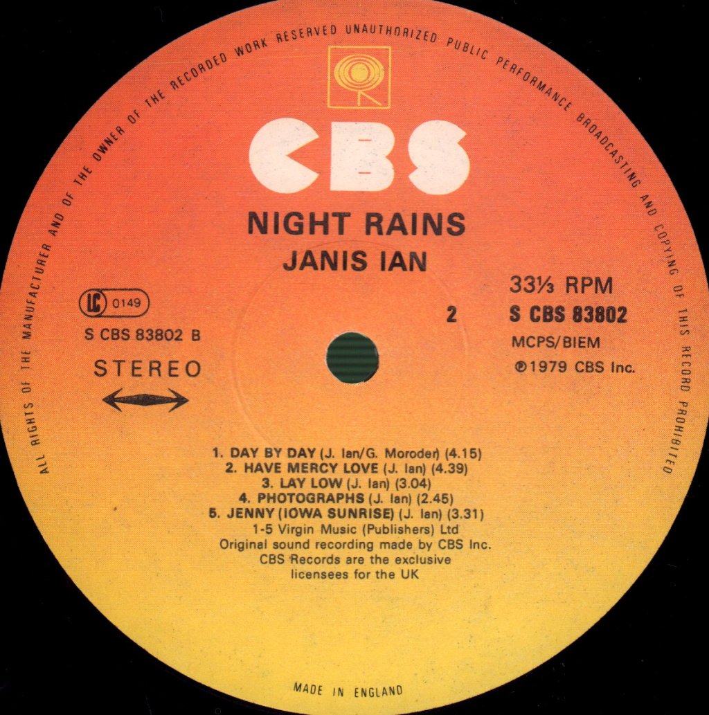 Janis Ian - Night Rains - Lp
