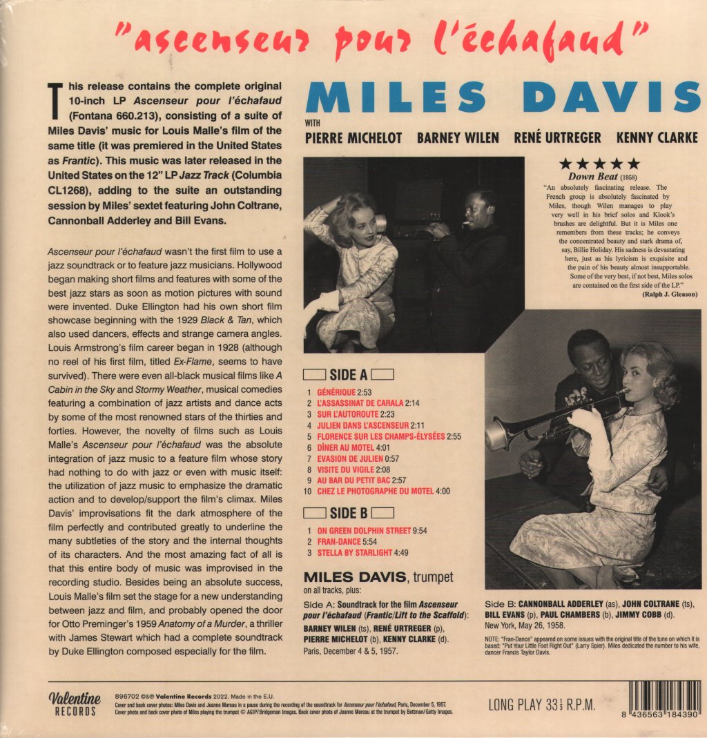 Miles Davis - Ascensour Pour L'Echafaud - Lp