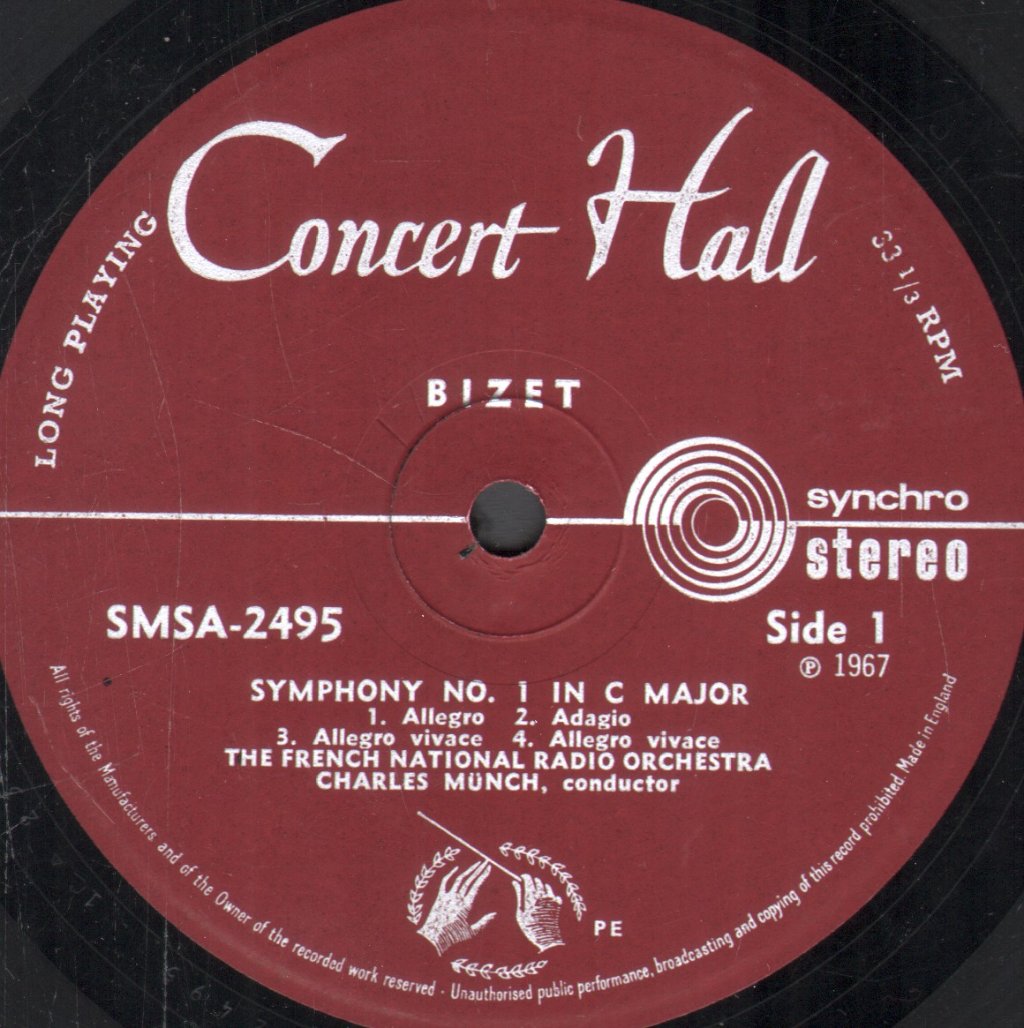 Charles Munch / French National Radio Orchestra - Bizet - Symphony In C - Lp
