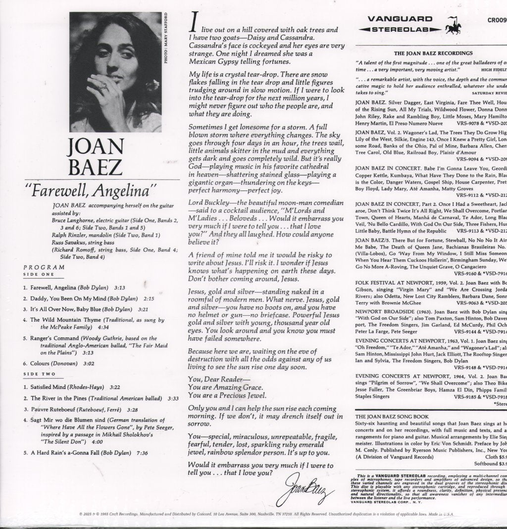 Joan Baez - Farewell, Angelina - Lp