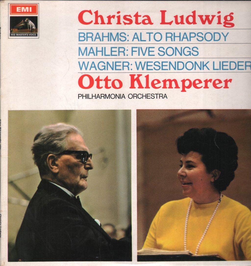Christa Ludwig / Otto Klemperer / Philharmonia Orchestra - Brahms - Alto Rhapsody / Mahler - Five Songs / Wagner - Wesendonk Lieder - Lp