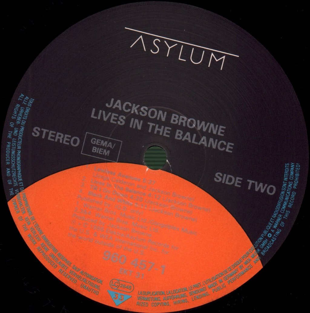 Jackson Browne - Lives In The Balance - Lp