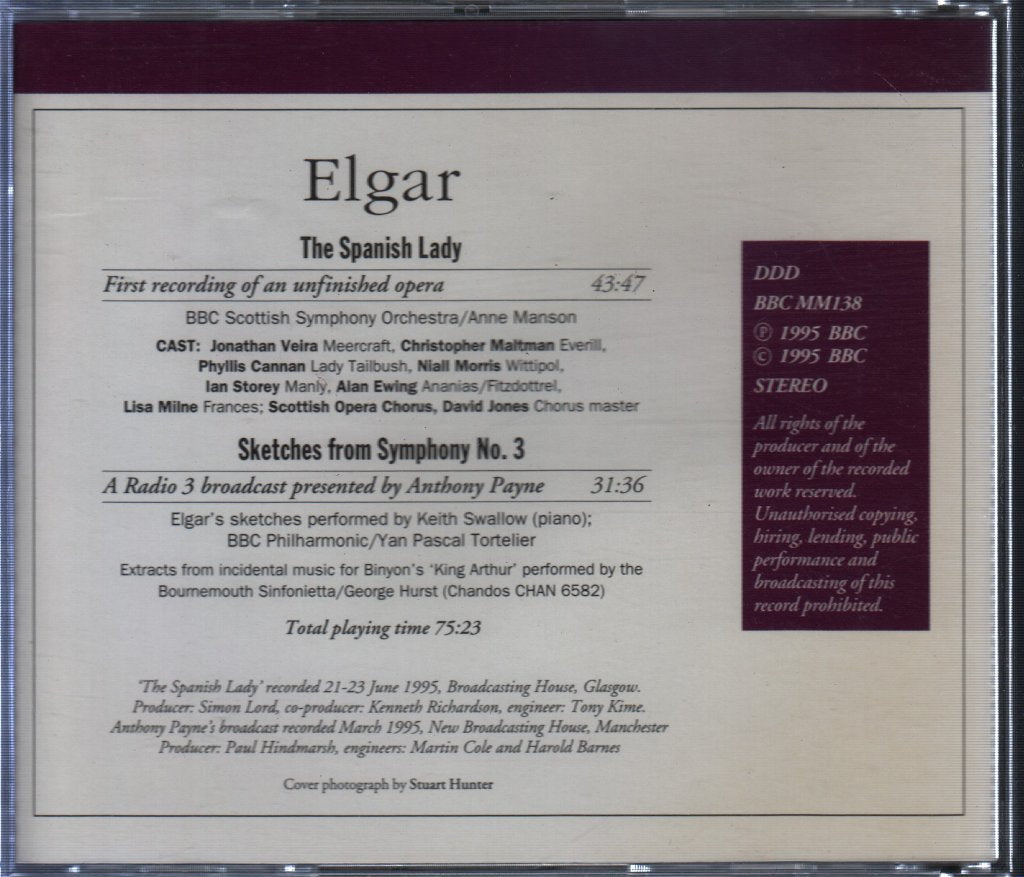Sir Edward Elgar - Spanish Lady / Sketches From Symphony No. 3 - Cd
