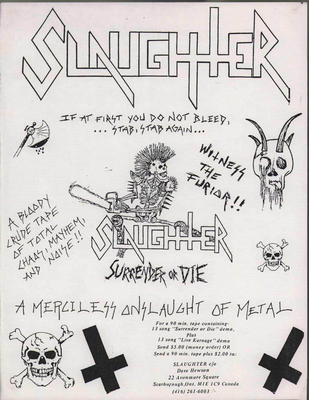 Slaughter (Canadian Thrash Group) - Surrender Or Die - Flyer